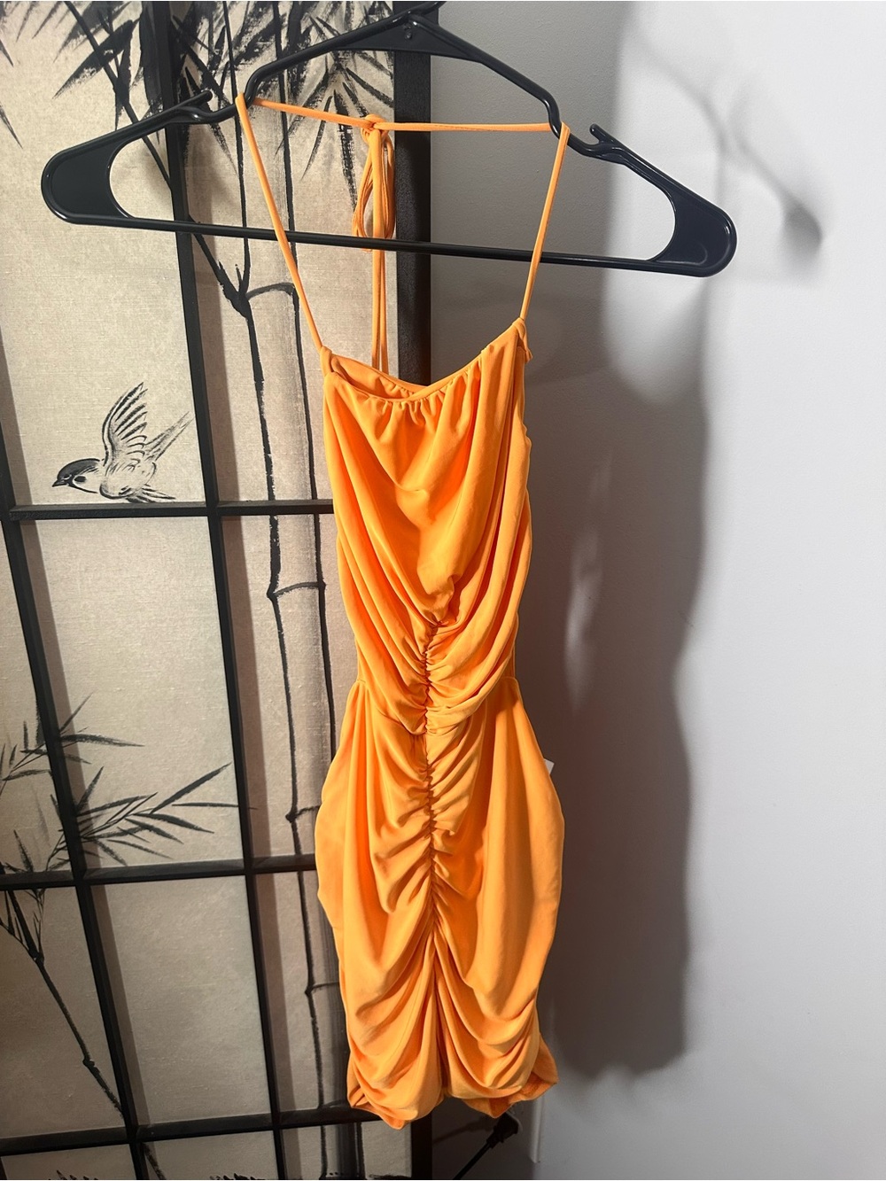 NWT Olive Olay Tangerine Ruched Halter Romper